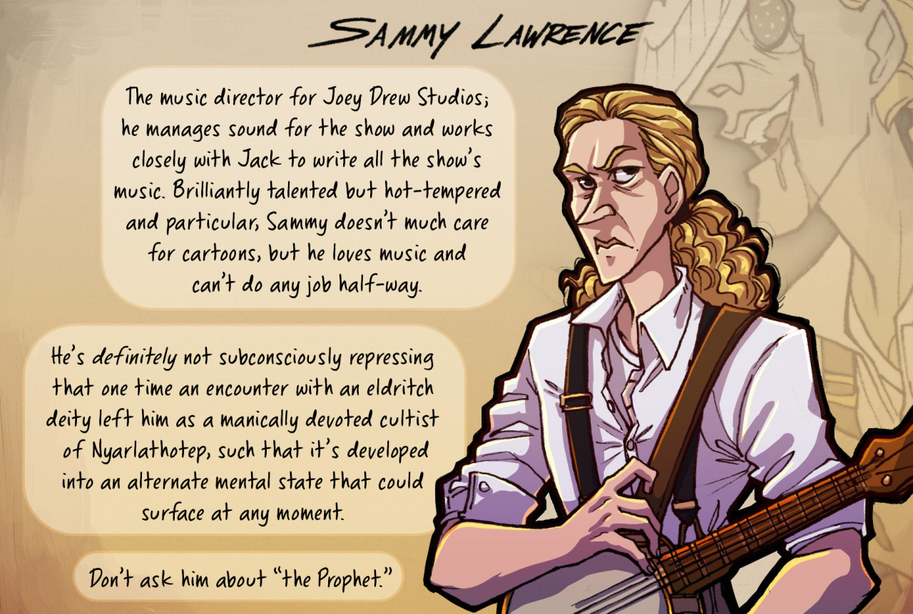 \[\[\(Archivist\) Sammy Lawrence’s character card. Caption in post.\]\]